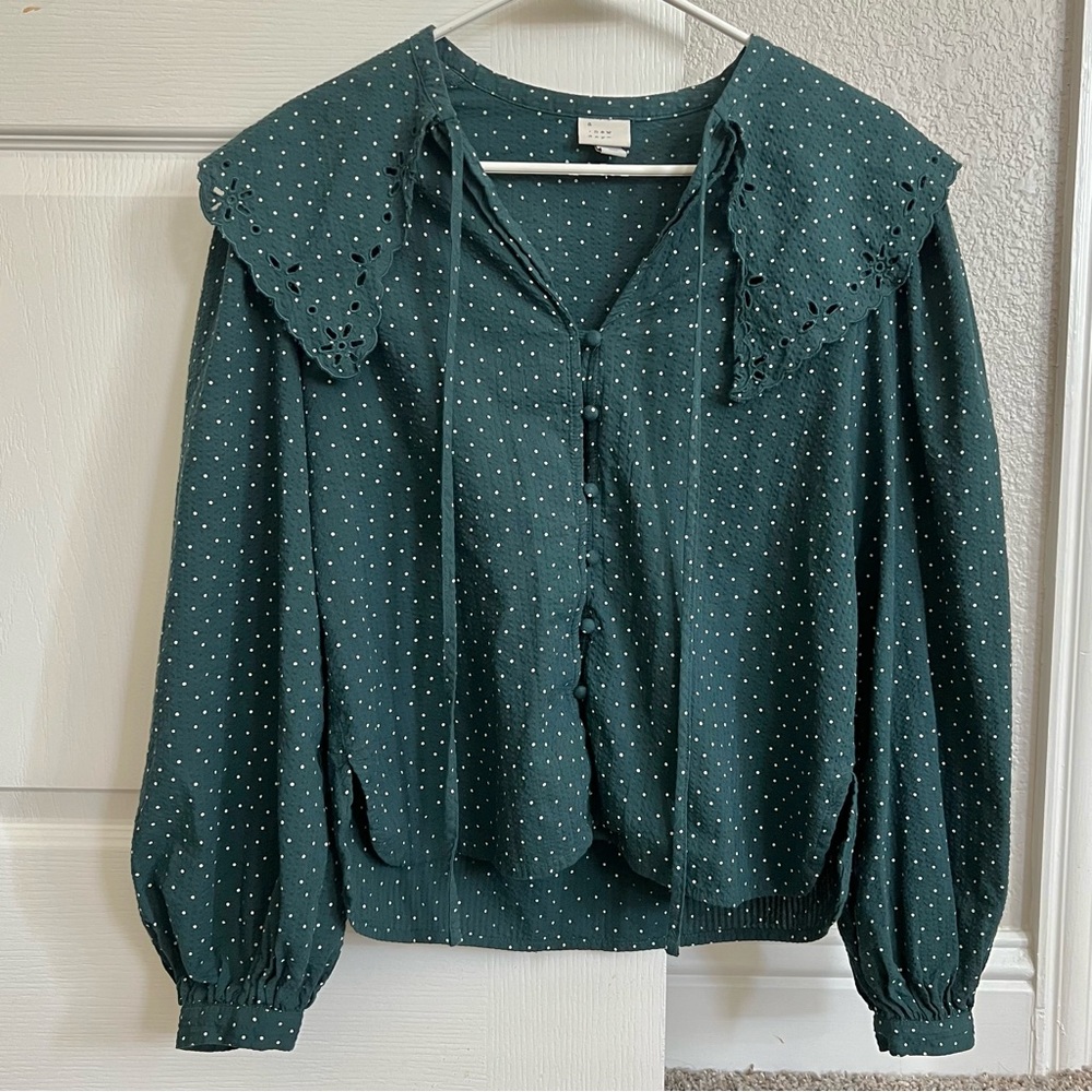 a new day Polka Dot Peter Pan Collar Blouse